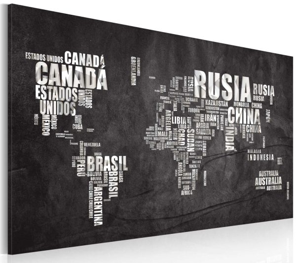 Cuadro decorativo mapamundi nombre países