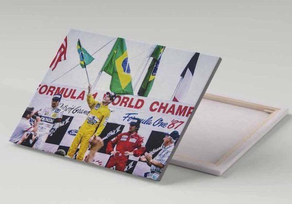 Cuadro 30x40 Ayrton Senna Podio con Bandera 1987