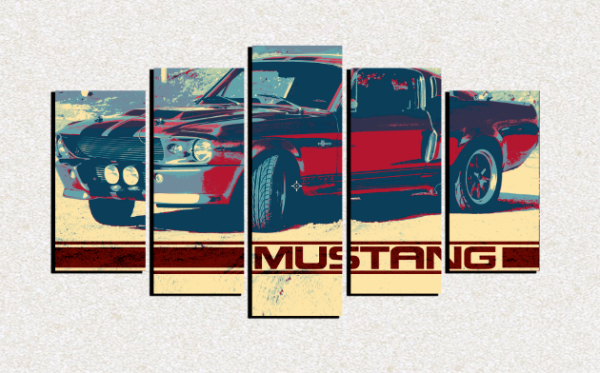 Cuadro 5 piezas Ford Mustang Rojo